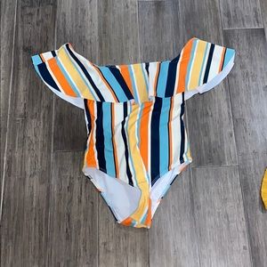 off the shoulder one piece bathing suit